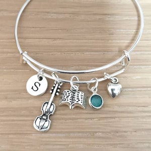 Violin Gift, Violin Bracelet, Violin Jewelry, Gift for Violinist, Violinist Player gift, Violin Bangle, Violin Player , Personalized gift