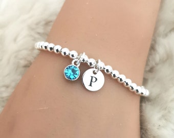Pulsera de marzo, pulsera para mujer, pulsera con piedra de nacimiento de marzo, regalo de marzo para mujer, regalo para ella, pulsera con piedra de nacimiento, pulseras de aguamarina