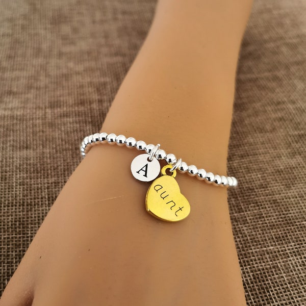 Christmas gift for aunt, Aunt Bracelet, Aunt Gift, Aunt silver bracelet, Gift for Aunt, Aunty bracelet, Gift for Aunty, Personalized bead