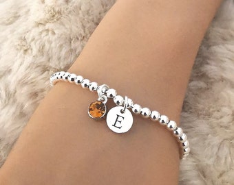 Initial bracelet for her, initial and birthstone, Bracelet for women, bracelets for women, gift for her,birthstone bracelet, letter bracelet