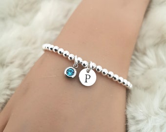 Pulsera de piedra de nacimiento de marzo, piedra de nacimiento de aguamarina, regalo de cumpleaños de marzo, pulsera de aguamarina, regalos para mujeres, regalo para ella, pulsera de piedra de nacimiento