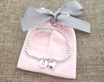 Pulsera inicial de dama de honor, inicial de pulsera de dama de honor, regalo de pulsera de dama de honor, conjunto de pulsera de dama de honor, regalo para dama de honor de la novia