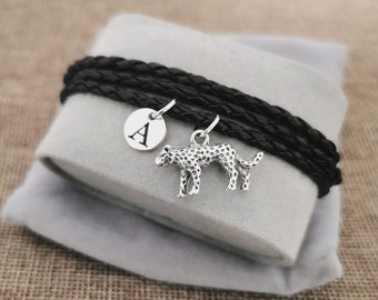 Cheetah Bracelet, Cheetah Mens Bracelet, Cheetah gifts, Gift for Boyfriend, Cheetah Charm , Mens bracelet, Leather bracelet, Jaguar, Tiger