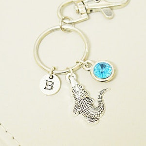 Portachiavi coccodrillo, portachiavi coccodrillo, regalo alligatore, fascino alligatore, regalo alligatore, regalo fascino animale, gioielli Birthstone, argento