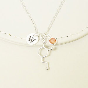 Molecule necklace, Molecular necklace, Dopamine necklace, Chemistry Necklace, Scientist Gift, chemistry gift, Serotonin Charm Necklace