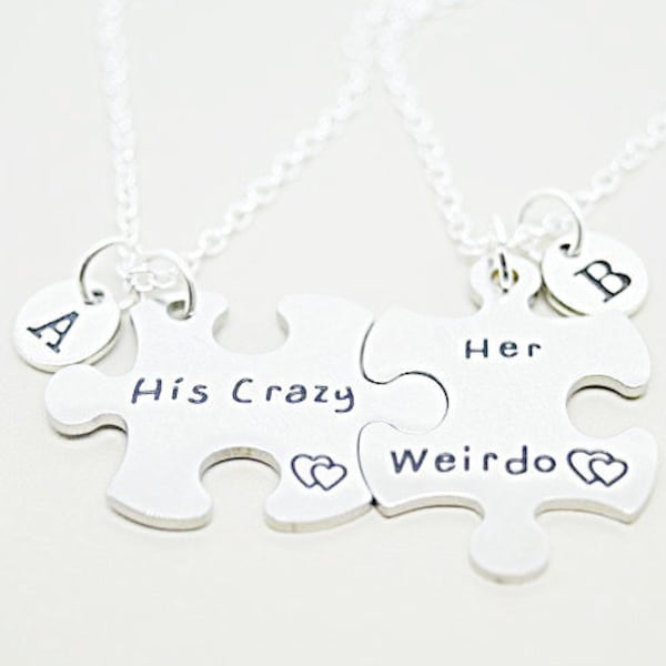 His and Her Gift, Her and Her Necklace, Boyfriend Girlfriend, Couple Necklaces, His Crazy, Her Weirdo, Couple Gifts, Puzzle, Matching