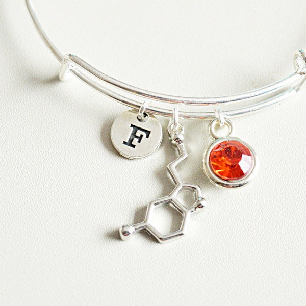 Serotonin Bracelet, Serotonin Jewelry, Serotonin gift, Chemistry Gift,  Dna Bracelet, Biology gifts, Science Bracelet, Molecular jewelry