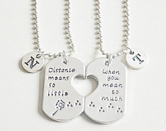 Long distance boyfriend gift, long distance gift for him, long distance couple, distance couple gifts, couple necklace set, girlfriend gift