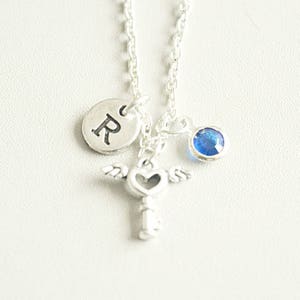 Silver Key Necklace, Key Necklace gift, Anniversary gift, Friendship gift, Key charm gift, Key jewelry, Key to my heart , Gift for her,women