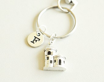 Castle Keyring, Castle  Jewelry for her, Castle gift, Castle Keychain, Light House, Friend key chain, Key chain gift, Dungeon, Queen, King