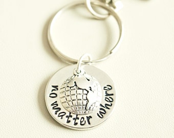 Long distance relationship, Long distance friendship, Long distance keychain, Stewardess Gift, Flight attendant, Pilot, Globe, Present, Bff