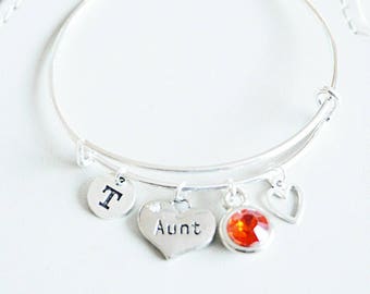 Aunt Gift, Aunt birthday gift, Aunt Christmas Gift, Aunt  bracelet,Personalized gift for Aunt , Bracelet for women, Family gift, silver