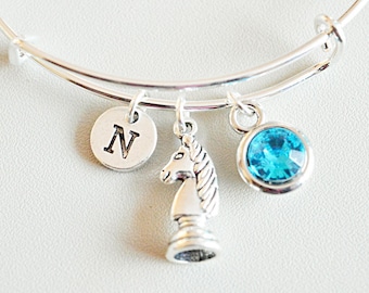 Chess Piece Gift , Chess bracelet, Knight Bracelet, Chess Knight Charm Bracelet, Nerdy Gift, Geek Gift, Nerd Jewelry, Chess Player Gift
