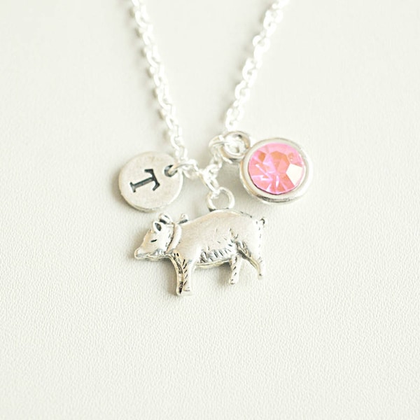Pig Jewellery, Pig Necklace, Pig Gifts, Pork, Pig charm Necklace, Silver Pig Charm, Farmer, Pig farming, Animal,Animal lover, Cute, funny
