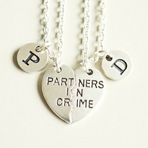 Best Friend Necklaces, Partner in Crime Necklaces, Friendship Necklace Set, Gift for Cousins, Graduation Gifts , Couple gifts, BFF gifts