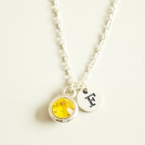 Collar inicial, collar de cartas, collar de monogramas, collar de piedra de nacimiento, collar personalizado, joyería inicial, regalo de encanto, personalizado, ella