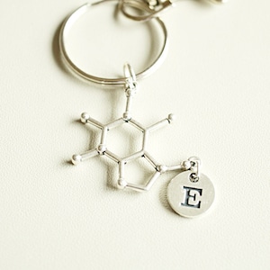 Caffeine Keychain, Caffeine Key ring Caffeine gift, Chemistry Gift, Molecule Keyring, Biology gifts, Science gift, Chemistry,Molecular gift