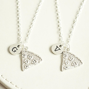 2 3 4 5 6 7 8 Best friend necklace, pizza charm necklace, bff necklace, friend necklace, friendship jewelry, personalized necklace, initial