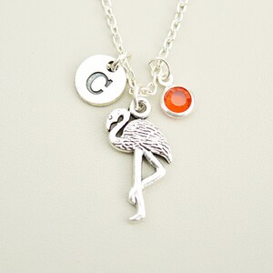 Flamingo Necklace, Flamingo Gift, Personalized Animal Gifts, Pink Flamingo, Flamingo Charm, Silver Bird , Bird Pendant, Bird Jewelry image 4