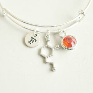 Chemie Armband, Dopamin Armband, Chemie Geschenk, Molekül Armband, Serotonin Armband, Wissenschaftler, Molekül, Dopamin, Koffein, Geschenk Bild 1