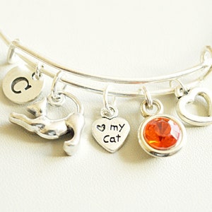 Cat Bracelet, Cat Charm Bracelet, Cat Jewellery, Cat Bangle , Personalized Cat Gift, Pet Memorial Jewelry, Cat Loss, Cat Lady, Cat Lover