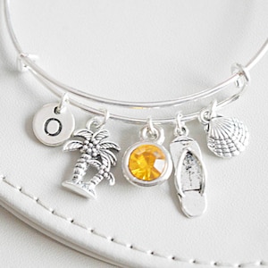 Travel Jewelry, Beach Birthday Gift, Slipper Flip Flop Bracelet, Coconut personalized Gift, Gift for traveler, Travel Gift , Beach present