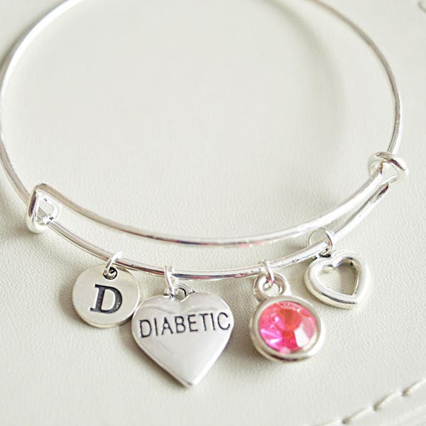 Diabetic Bracelet, diabetic charm, diabetic alert bracelet,diabetic accessories,Diabetes, Medical Alert, Diabetic, Awareness, Type 1, Type 2