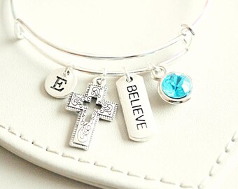 Believe bracelet, believe jewelry, inspirational, inspiration bracelet, cross bracelet, christian bracelet, religious jewelry,  catholic