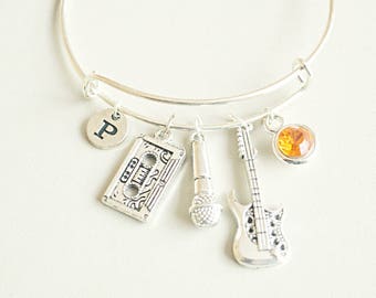 Musician gift, Music lover gift, Music teacher gift, Music jewelry, Guitar gift, Music teacher, Singer bracelet, Microphone bracelet, Gift