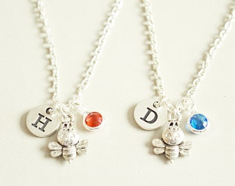 Biene Halskette, Freunde Halsketten, Set aus zwei Halsketten, Biene Schmuck, 2 Charm Halsketten, Beste Freundin Halskette Set, Freundschaft Halskette Set,
