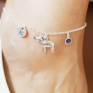 Elephant anklet, Elephant Anklet for her, Elephant Charm Anklet, Personalized Elephant gift, Elephant Charm, Silver Elephant Anklet, Summer