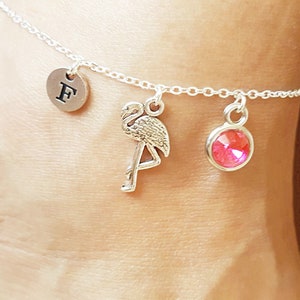 Flamingo anklet, Flamingo Anklet for her, Flamingo Gifts, Personalized Flamingo  gift, Flamingo Charm, Silver Flamingo anklet, Jewelry gifts