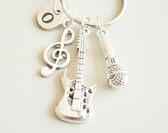 Llavero del músico,Llavero del músico, Regalo para el músico, Regalo del músico, Regalo para el cantante, Regalo de la banda, Llavero de guitarra, Regalo de guitarra, Micrófono