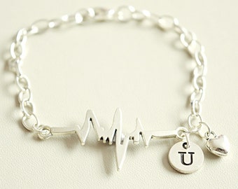 Heart Beat Bracelet, Heart Beat Gift, Nurse Bracelet, Nurse Jewelry, Medical Student Gifts, Heartbeat Jewelry, Doctor, Minimalist Bracelet