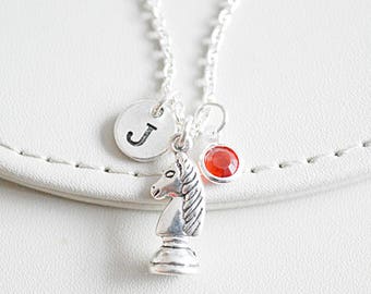 Chess Necklace , Chess Piece Gift, Knight Necklace, Chess Knight Charm Necklace, Nerdy Gift, Geek Gift, Nerd Jewelry, Chess Player Gift