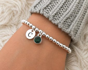 May birthstone bracelet, May birthstone,  Emerald birthstone bracelet,Bracelet for women,May gift for women,gift for her,birthstone bracelet
