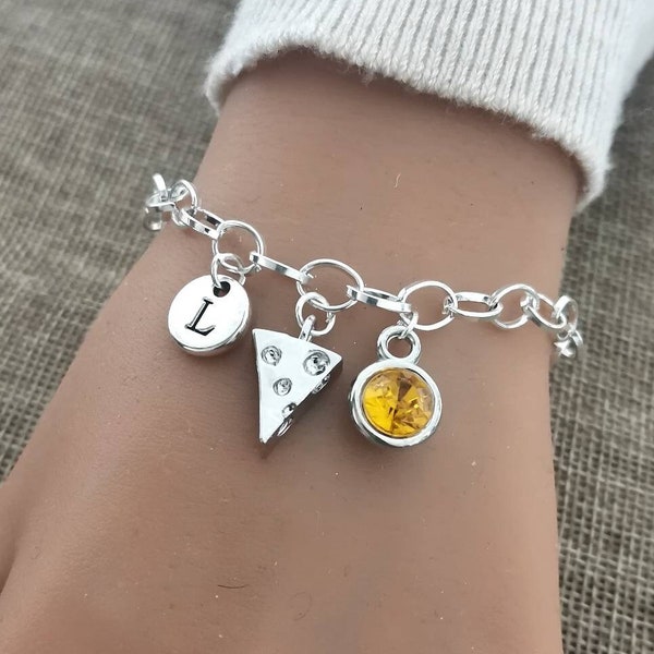 Cheese Bracelet, Cheese Gift, Cheese Jewelry, Birthday Gift for her, Foodie gift, French Gift, Chef bracelet, Bangle for her, Cheese Pendant