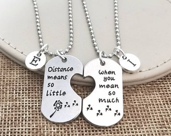 Long distance boyfriend gift, long distance gift for him, long distance couple, distance couple gifts, couple necklace set, girlfriend gift