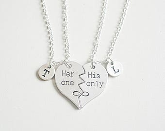 his and her gift couples necklace set his hers necklaces etsy