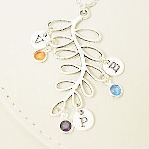 Collar de árbol genealógico, regalo de abuela, joyería familiar, regalo para esposa, iniciales de árbol genealógico, regalo para ella, joyería con iniciales, abuela