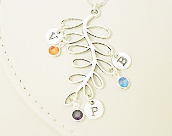 Family Tree Necklace, Grandmother Gift, family Jewelry, Gift for Wife, Family Tree Initials, Gift for Her, Jewelry with initials, Grandma