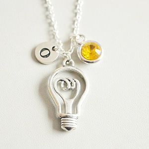 Light Bulb Necklace, Light bulb Gift, Light Bulb Jewelry, Gifted Necklace, Genius Gift, Clever, Geek,Best friend necklace, light, bff,friend
