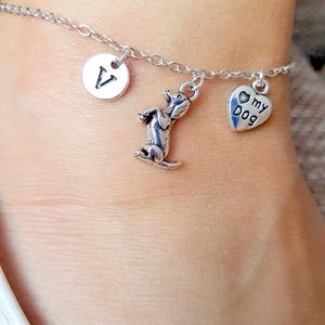 Paw anklet, dog anklet, love my dog jewellery, personalized chain bracelet, silver anklet, paw jewelry, animal anklet, memorial jewelry