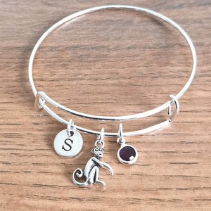 Monkey Bracelet, Monkey Gifts, Monkey, Monkey Jewellery, Monkey Lover, Monkey Bangle, Silver Monkey Charm, Personalized bracelet, Birthday
