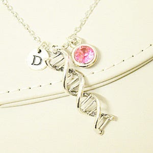 Collier ADN, Collier Science, Bijoux Chimie, Cadeau Biologie, Biochimie, Moléculaire, Docteur, Cadeau Infirmier, Don de Sang, Double Hélice ADN