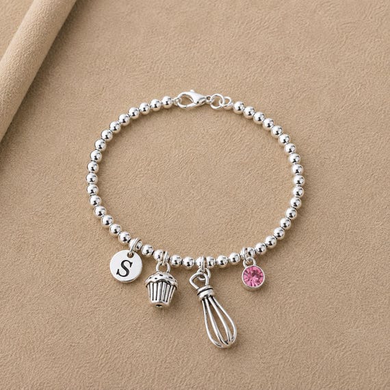 Baking Bracelet, Baker Gift for Her, Baking Lover Cook Chef Gift, Personalised Baker Bracelet
