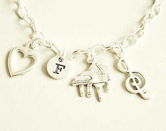 Piano teacher gift, Piano teacher bracelet, Music Teacher Gift, Piano Jewelry, Piano Bracelet, Piano students, Grand piano, Pianist, Music