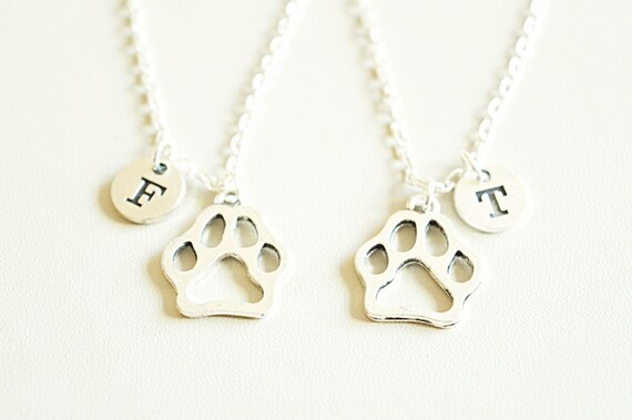Paw Print necklaces, Dog Paw Print necklace, 2 Friendship necklace, Bff necklace for 2, Friends necklace, Set of 2, Gift for best friends