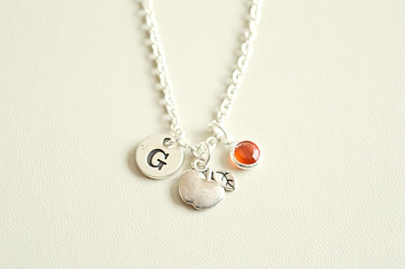 Apple Gifts for Teacher, Apple Jewelry, Apple Necklace, Apple, Personalized Apple, Teacher Apple, Teacher Necklace, Teacher Gift, Tiny Apple