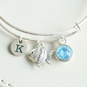Fish Bracelet, Gold Fish Bracelet, Fish Gift, Fish Jewellery, Fish Charm Gift, Fish bangle, Fish, Fishing, Ocean, Sea, Gold Fish, Water